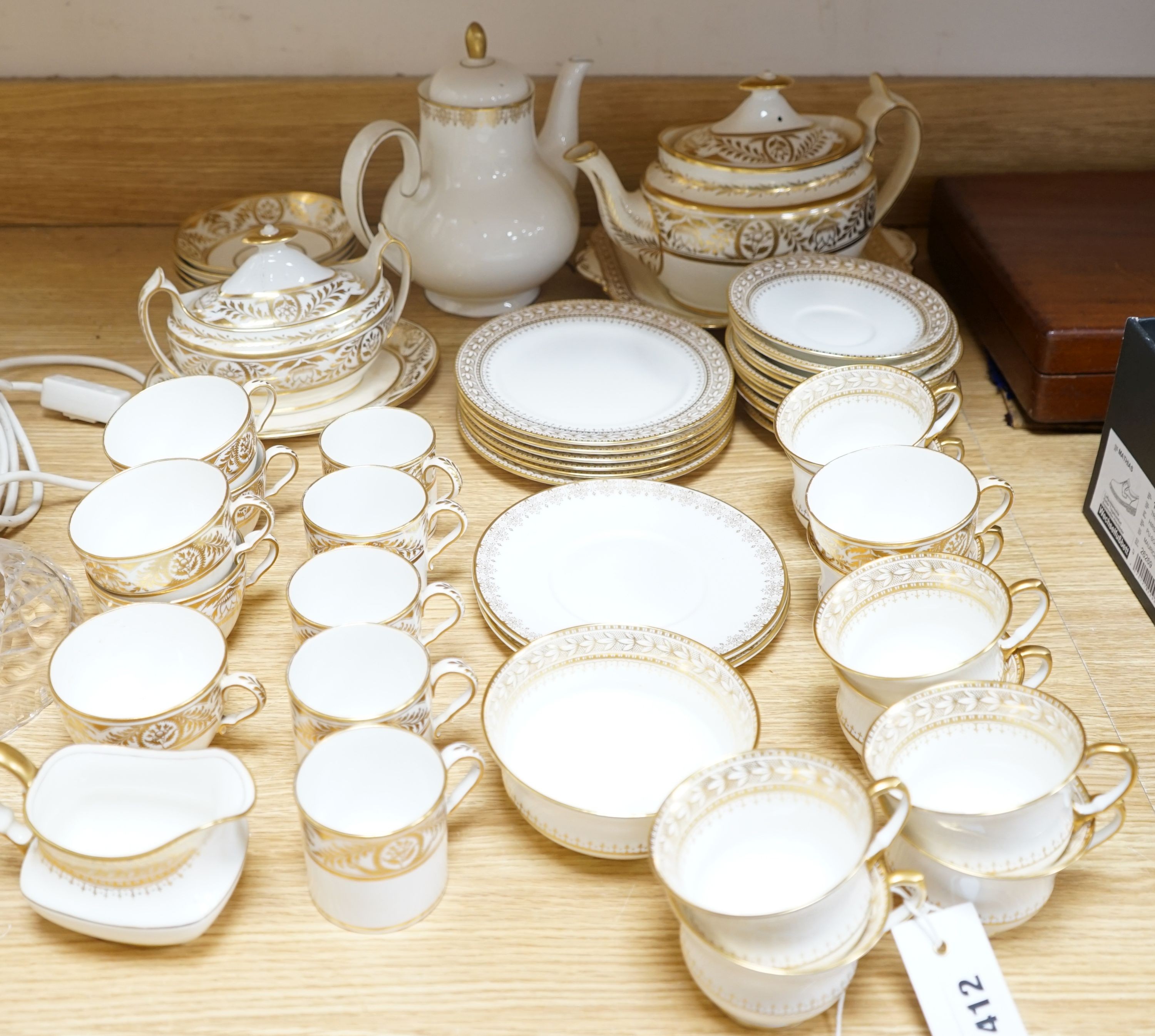 A Regency porcelain part tea and coffee set and an Aynsley part tea service